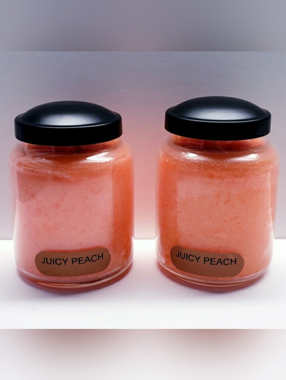 JUICY PEACH -A Cheerful Giver Baby Jar Single Wick Candle, 6 oz (2 pcs)